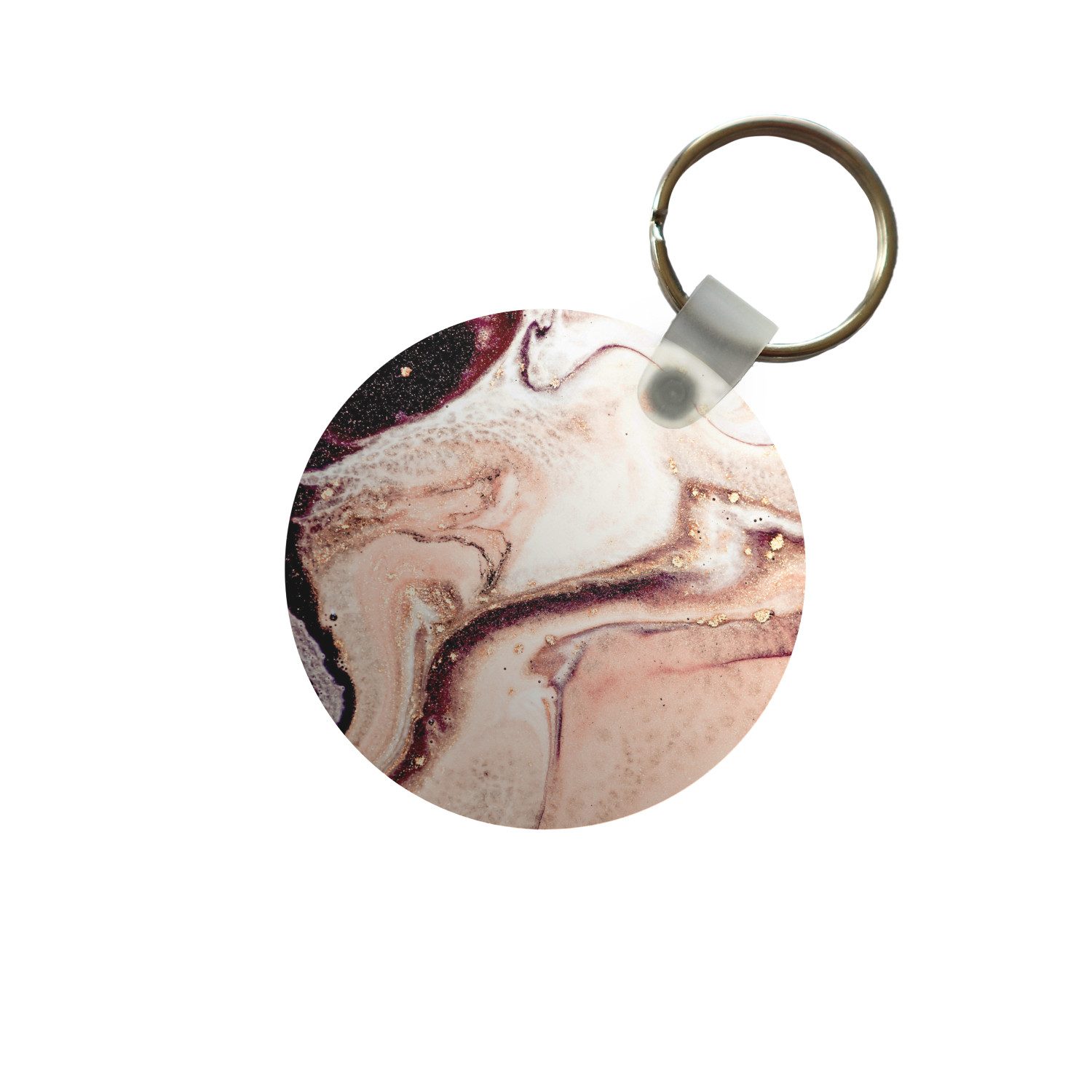 MuchoWow Schlüsselanhänger Stein - Marmor - Edelstein - Abstrakt - Natur - Rosa, Rund, Geschenk für Damen / Herren / Kinder mit Schlüsselring, 5x5 cm