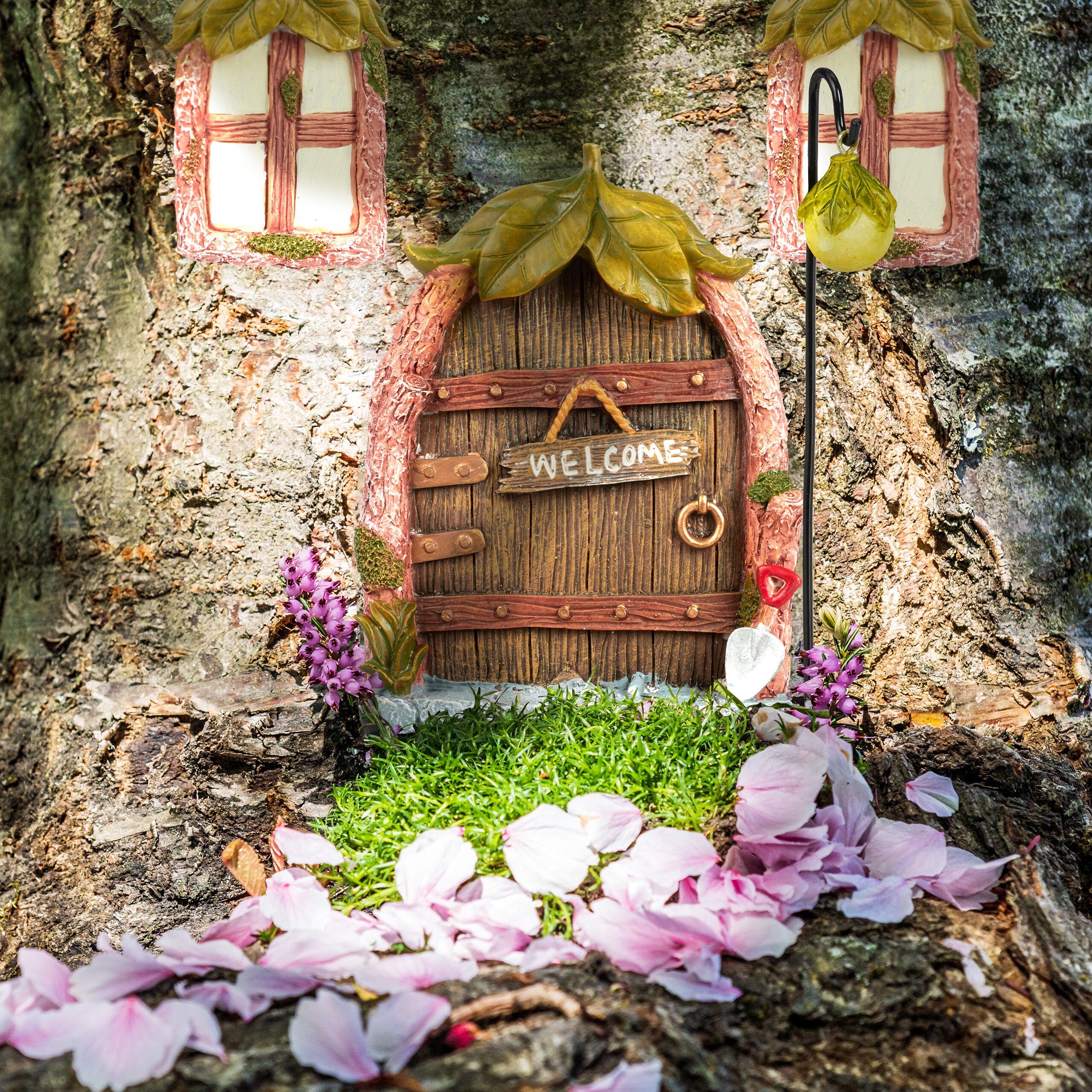 relaxdays Gartenfigur Feentür Set "Blätterdach" günstig online kaufen