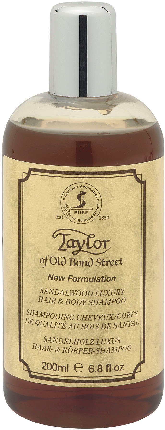 Taylor of Old Bond Street Duschgel Dusch-/Badegel und Shampoo Sandelholz, 200 ml, Maskuliner Sandelholz-Duft mit pflegenden, natürlichen Inhaltsstoffen.