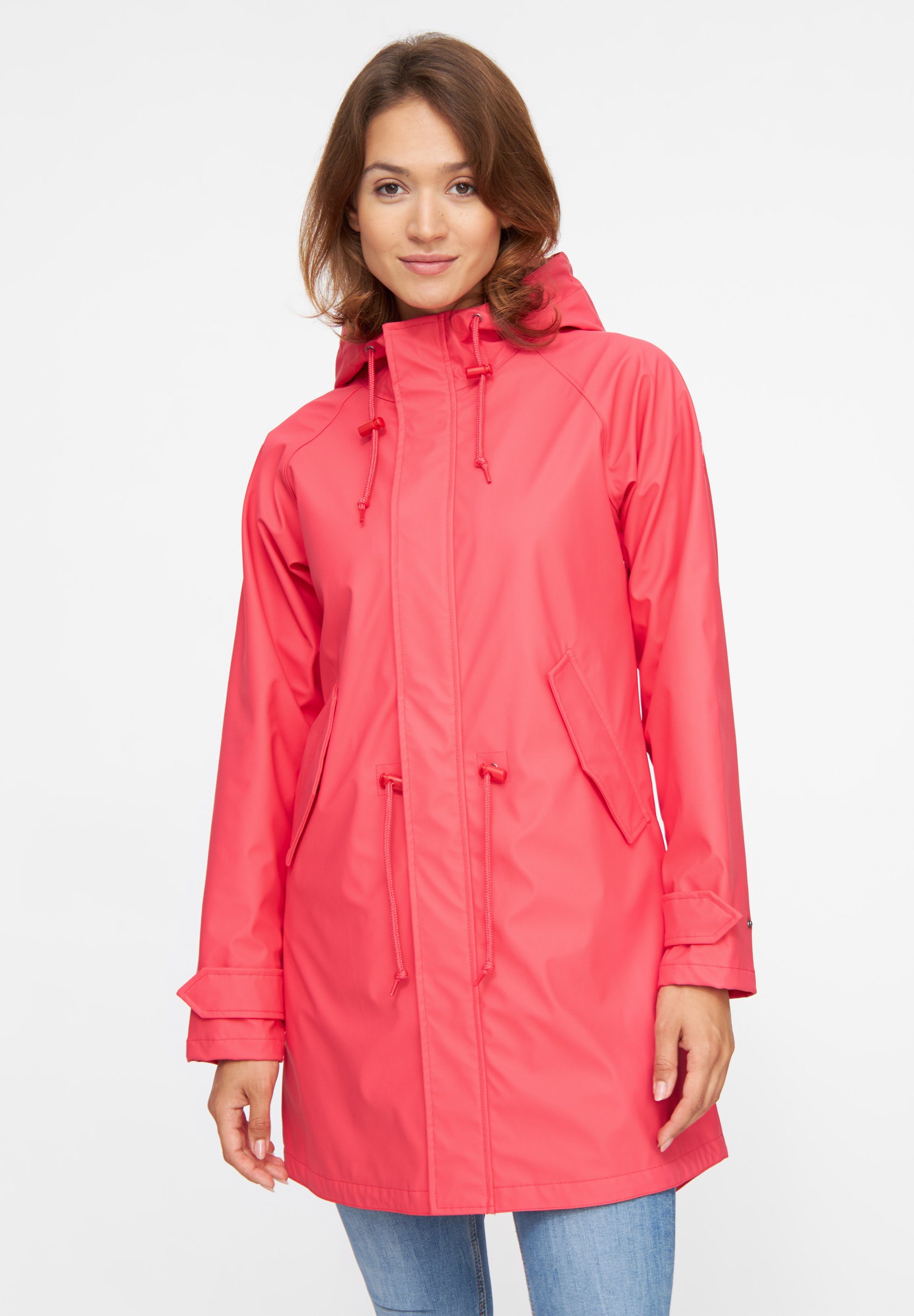 Derbe Regenjacke Traveby Friese Wasserabweisend, winddicht, gestreiftes Innenfutter, nachhaltig paradise pink