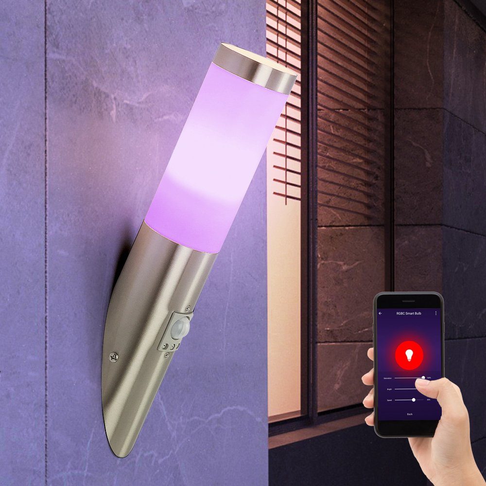 App Leuchtmittel Tageslichtweiß, Wandstrahler, Smart Kaltweiß, LED RGB Wandfackel etc-shop Neutralweiß, inklusive, Warmweiß, Timer Farbwechsel, Bewegungsmelder Wandleuchte LED