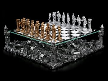 Figuren Shop GmbH Spiel, Schachspiel mit Zinnrittern - Strategiespiel Schachfiguren Ritter
