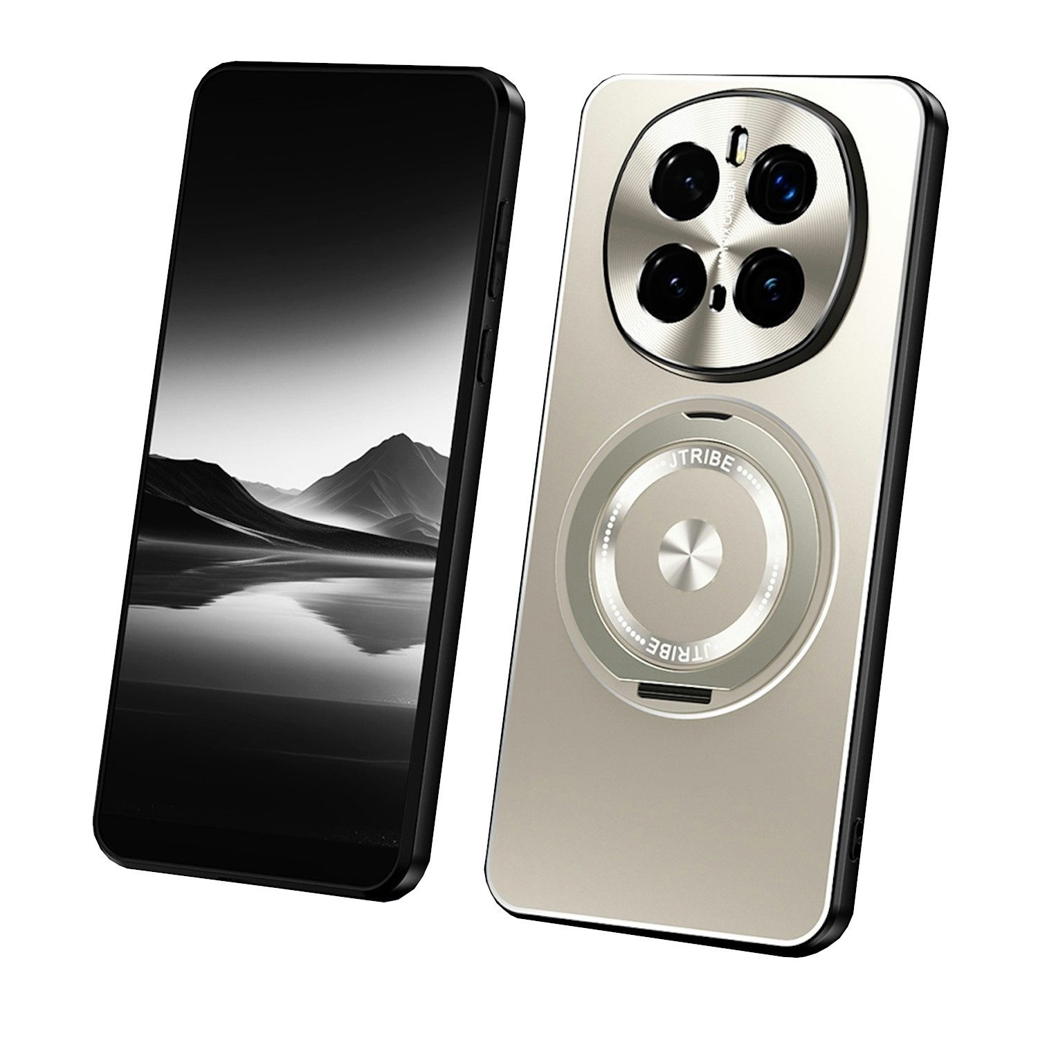 Wigento Smartphone-Hülle Für Honor Magic 7 Pro Feinmattes Metall Design Ring Hülle Case Titan, Frosted Metall, 360 Ring Halterung, kratzfest