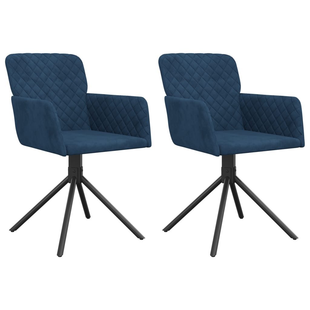 Esszimmerstuhl Esszimmerstühle 2 Stk. Drehbar Blau Samt