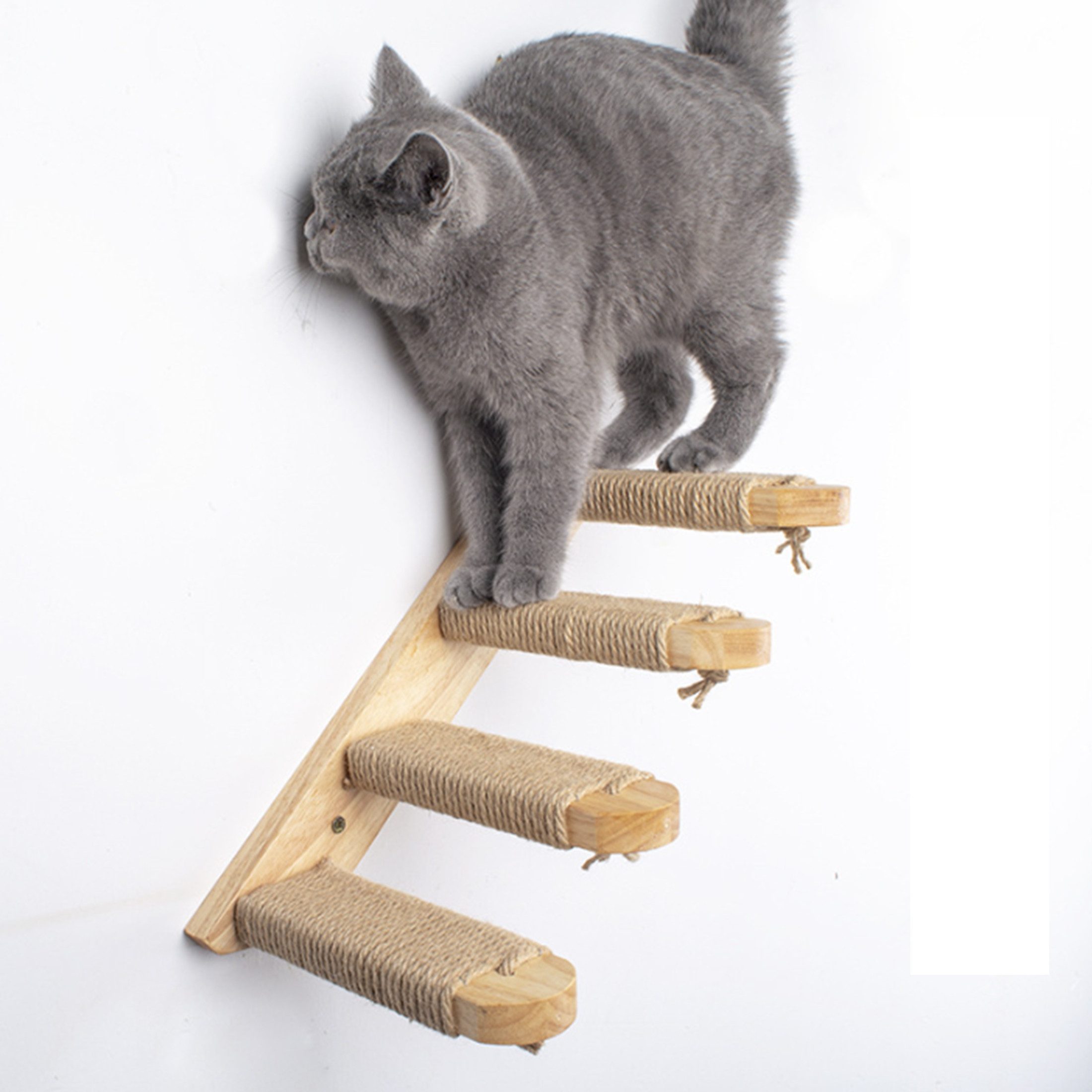 YINDN Katzen-Kletterwand 4 Etagen Haustier-Treppewand, Massivholz günstig online kaufen