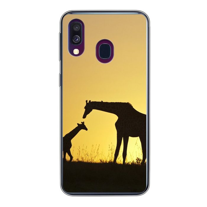 MuchoWow Handyhülle Giraffe - Scherenschnitt - Kalb Handyhülle Samsung Galaxy A40 Smartphone-Bumper Print Handy