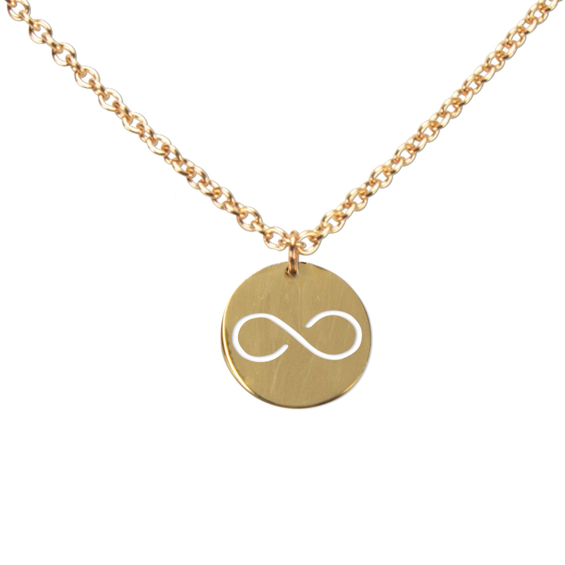 DAHEIM Kette mit Anhänger Halskette Infinity (vergoldet), - filigrane Kette  Symbol Unendlichkeit für Damen und Frauen, Heimat-Schmuck aus Edelstahl