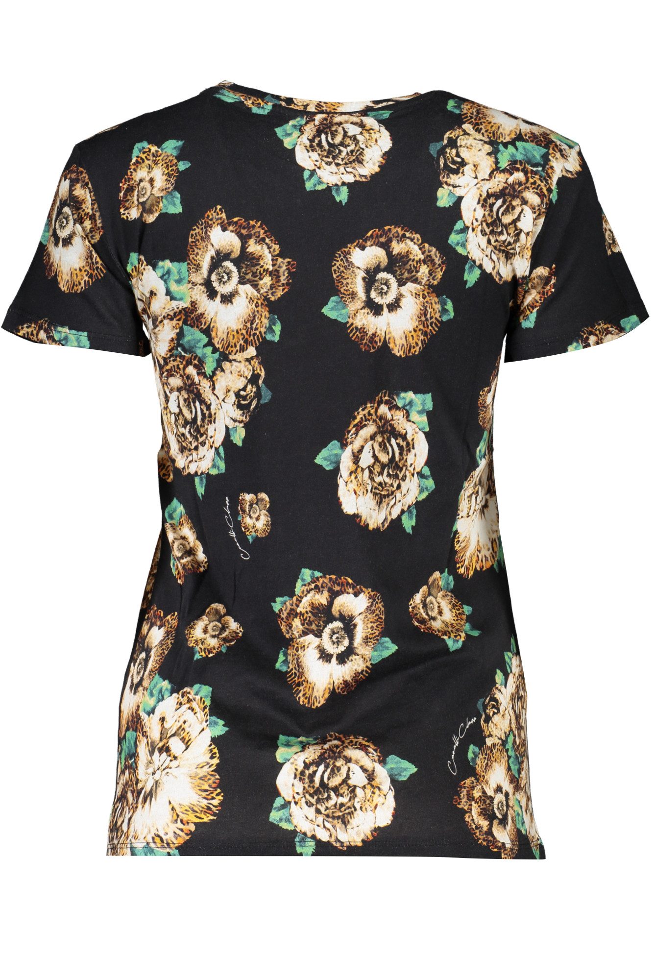 Cavalli Class T-Shirt Elegantes Schwarz: Kurzärmliges Damen T-Shirt mit