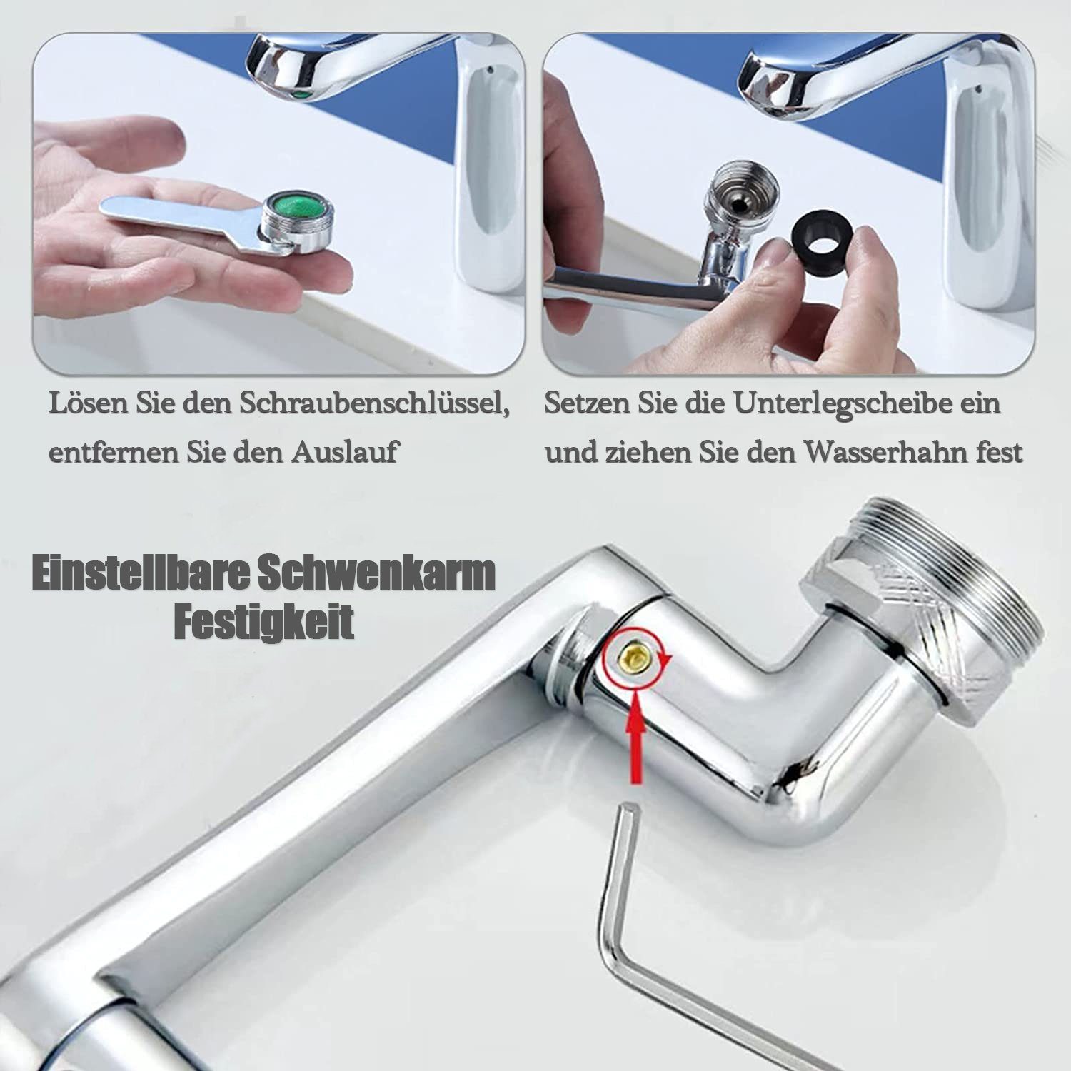 zggzerg Waschtischarmatur Wasserhahn verlängerung, 1440° drehbarer Luftsprudler, 2 Sprühfunktion