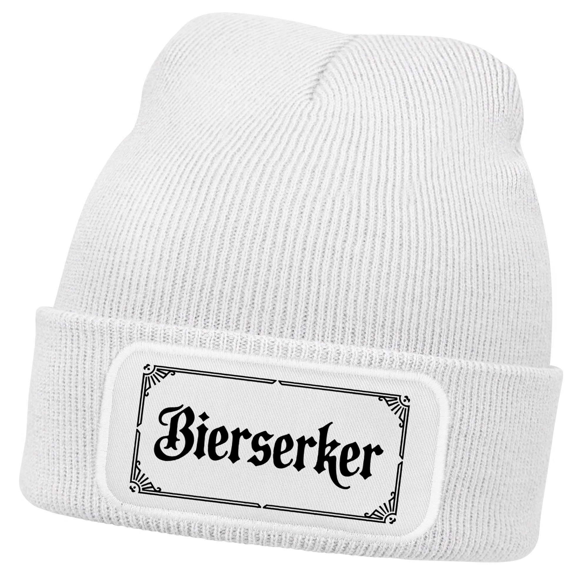 Strickmütze Herren Beanie Patch Strickmütze mit Spruch Bier Aufdruck Bierserker