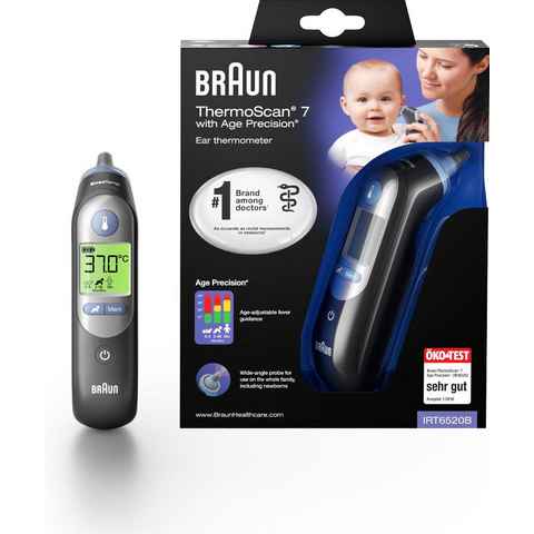 Braun Fieberthermometer ThermoScan® 7 Ohrthermometer mit Age Precision® - IRT6520B, Für alle Altersgruppen geeignet, einschließlich Neugeborener
