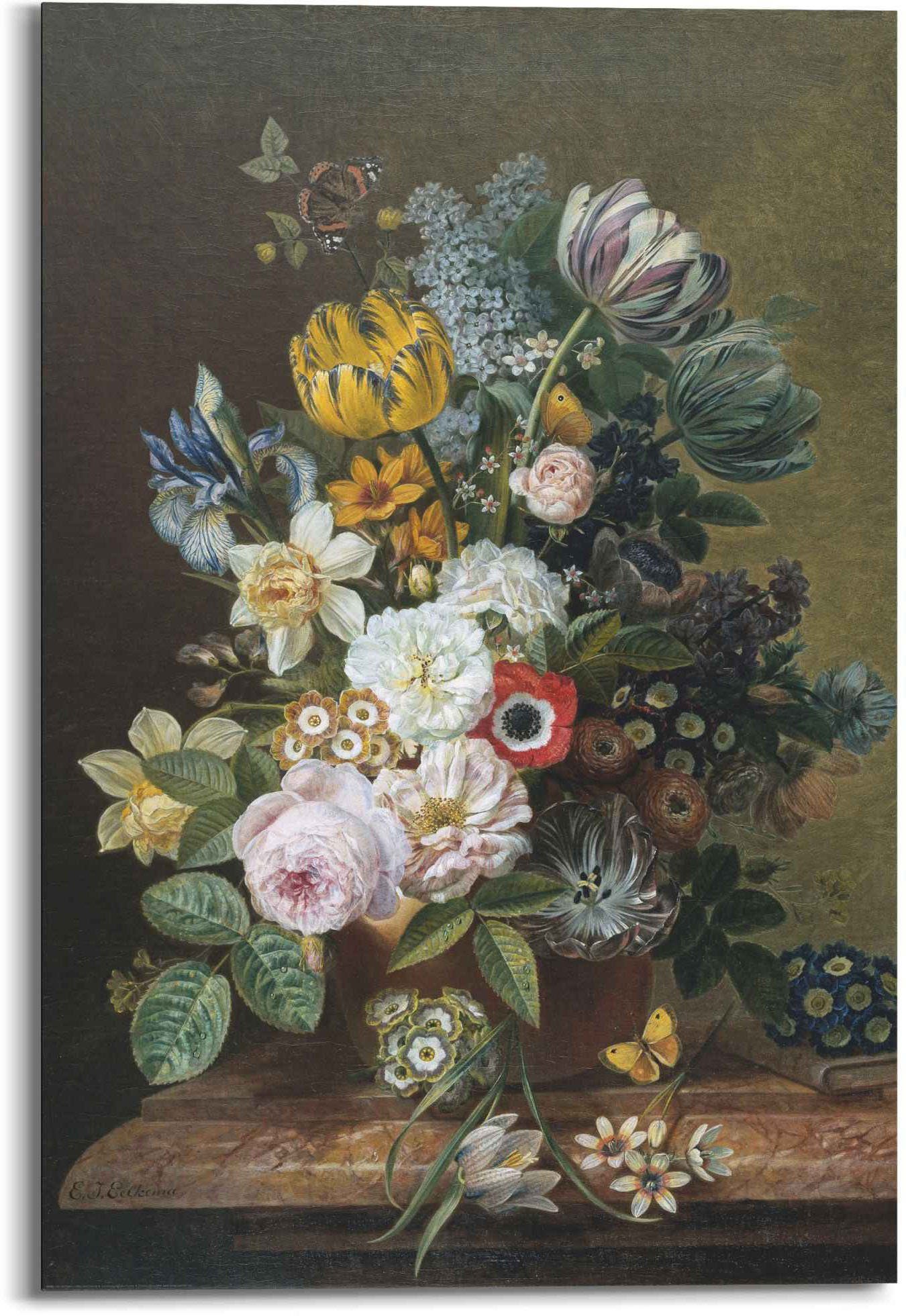 Wandbild Wandbild (1 - - Blumen Alte Schmetterling, Stillleben Reinders! Stillleben St) mit Meister Blumen