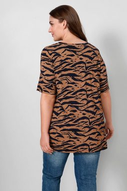 Sara Lindholm Strickpullover T-Shirt A-Line Alloverdruck V-Ausschnitt Halbarm