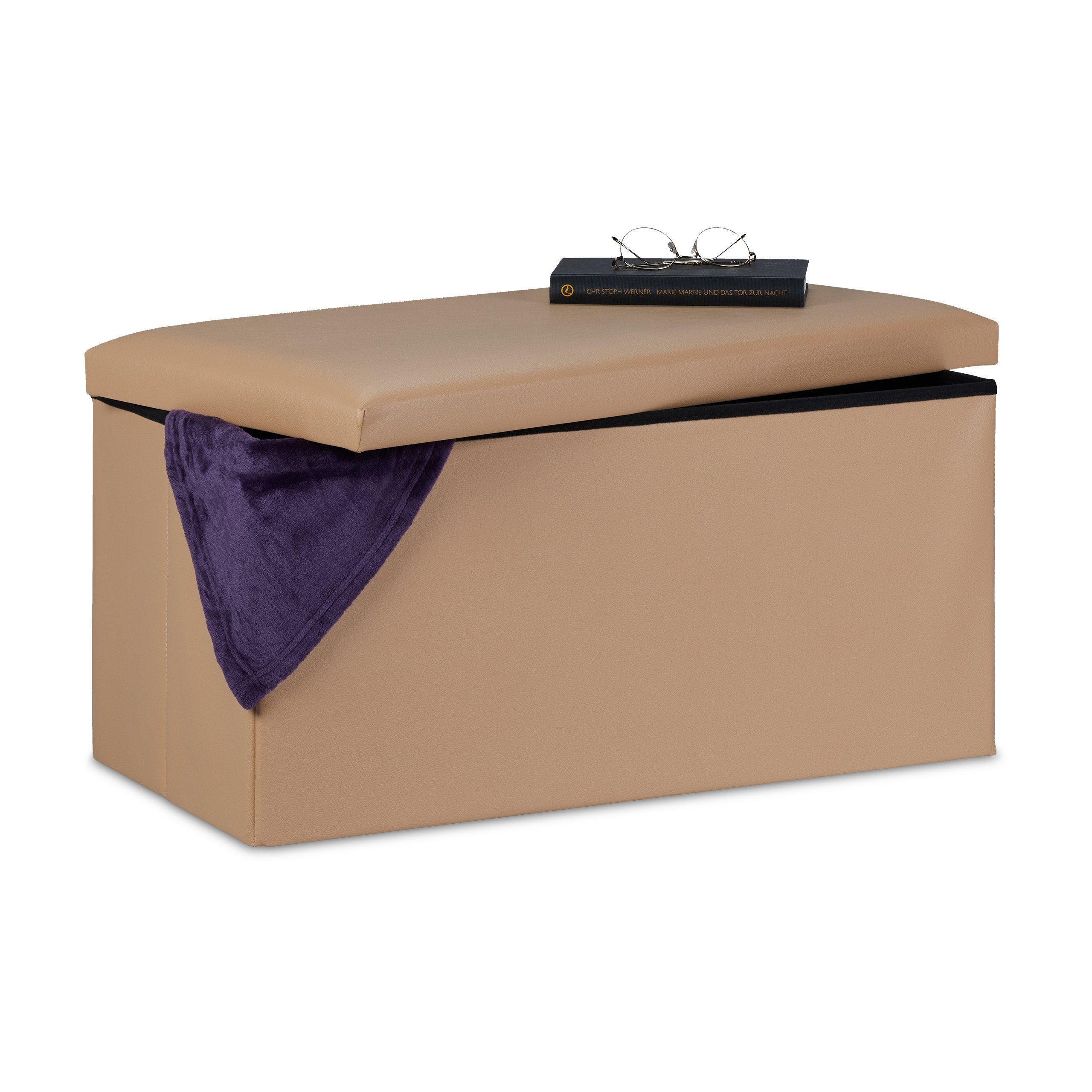 relaxdays Sitzbank Kunstled, Beige