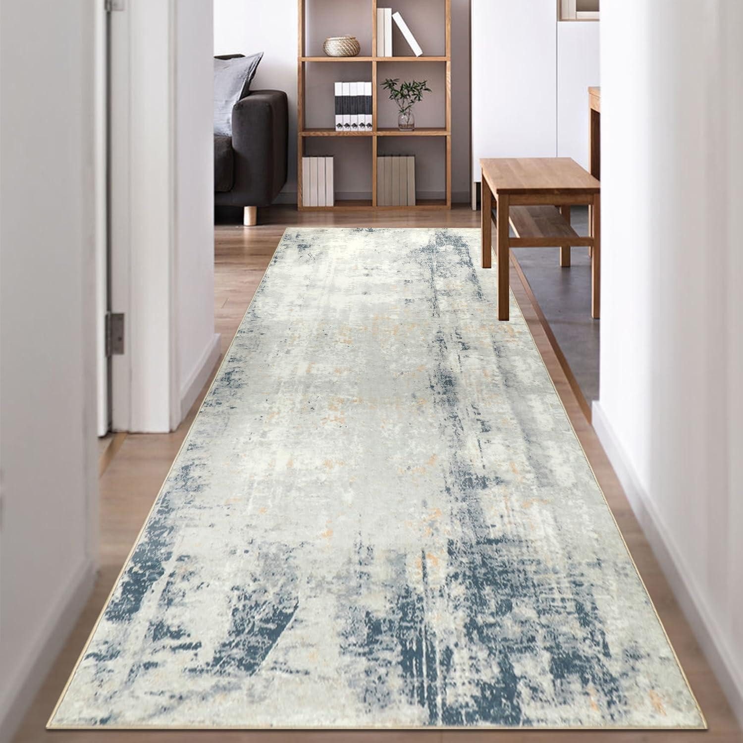 Läufer Flur Teppich Läufer 80x300cm Waschbar Abstrakt Modern Lang für Küche