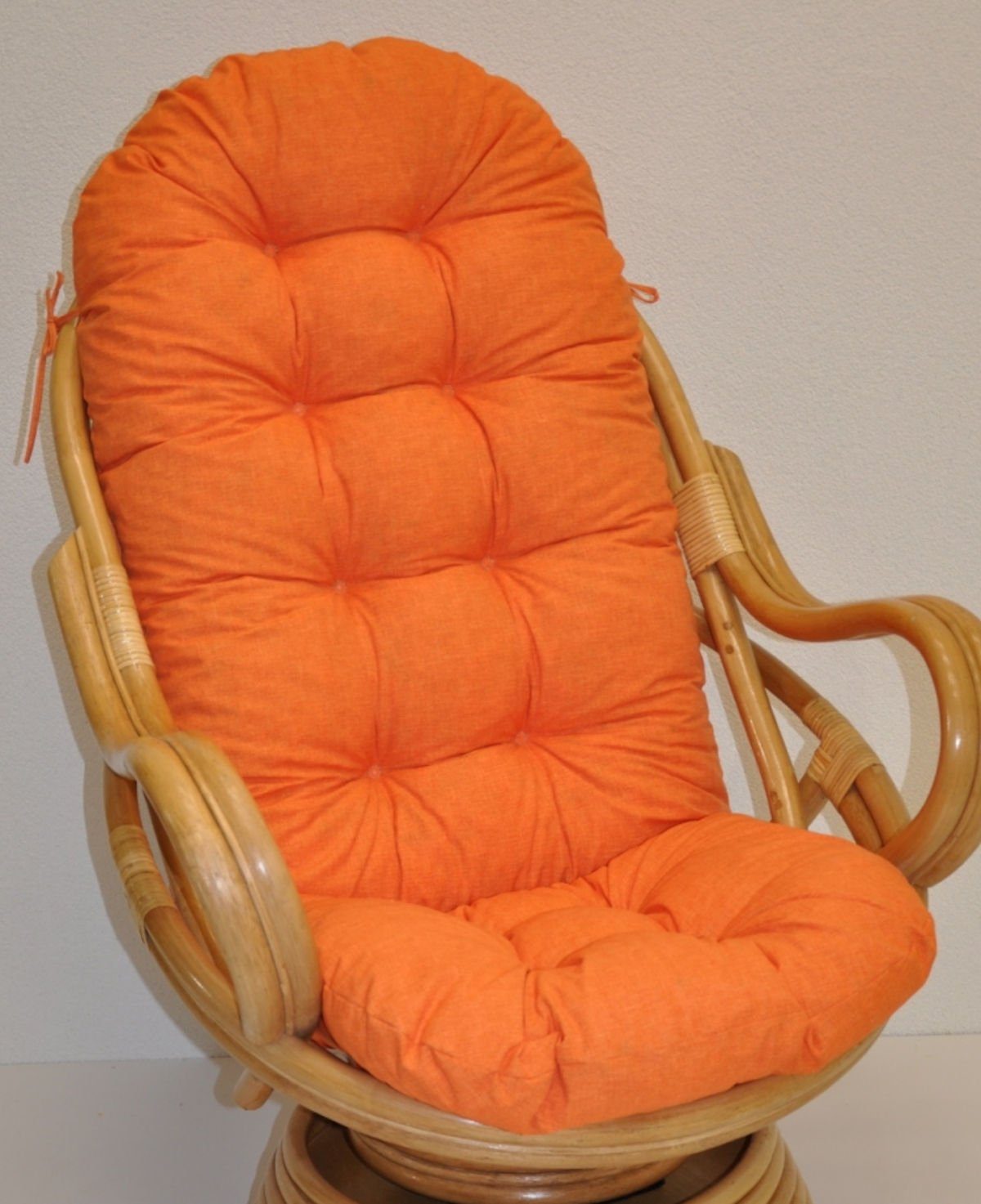 135 Rattan orange Schaukelstuhl Drehsessel Rattani Sesselauflage L für Polster cm, Color