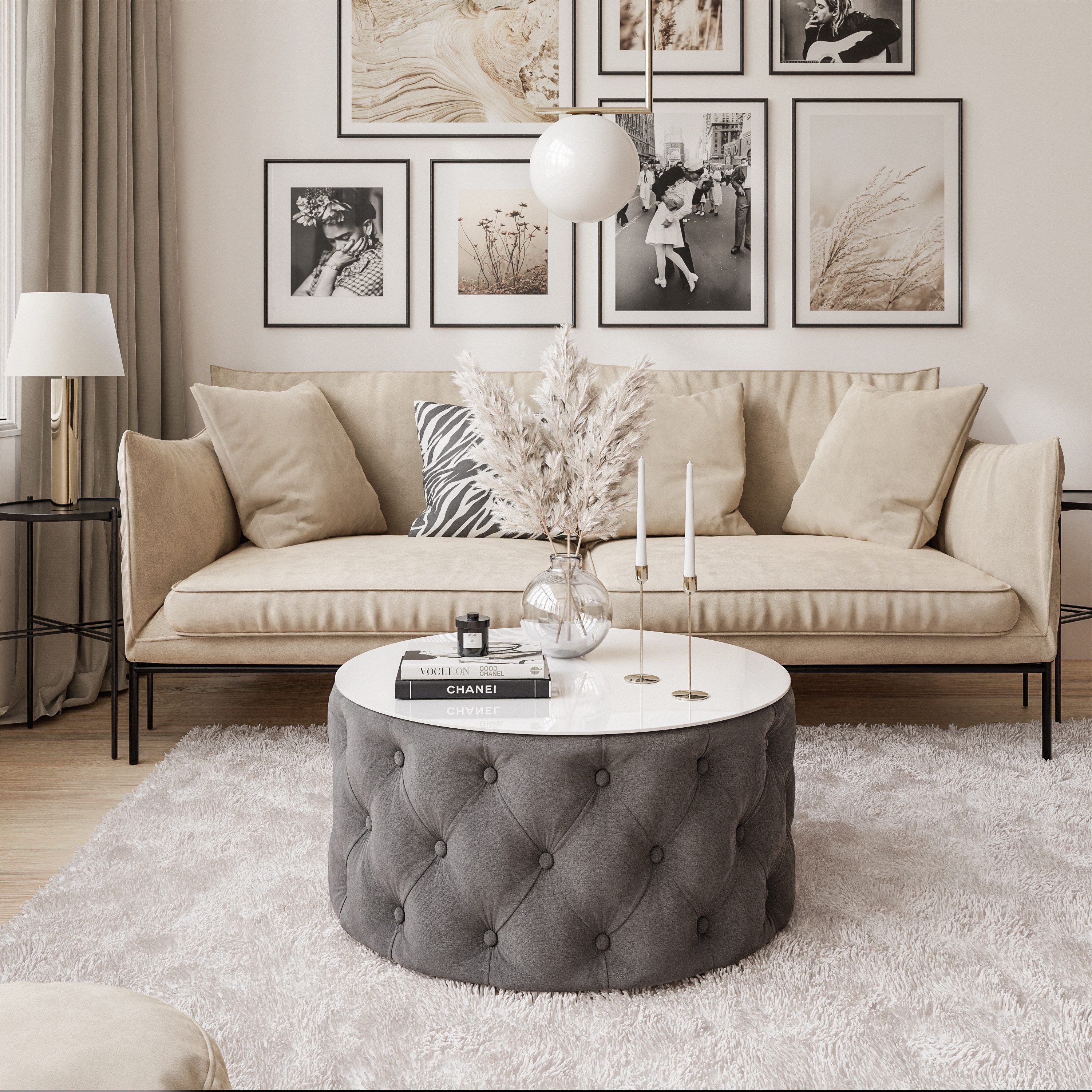 Lookway Couchtisch CHESTERFIELD 70 cm runder gepolsterter couchtisch günstig online kaufen