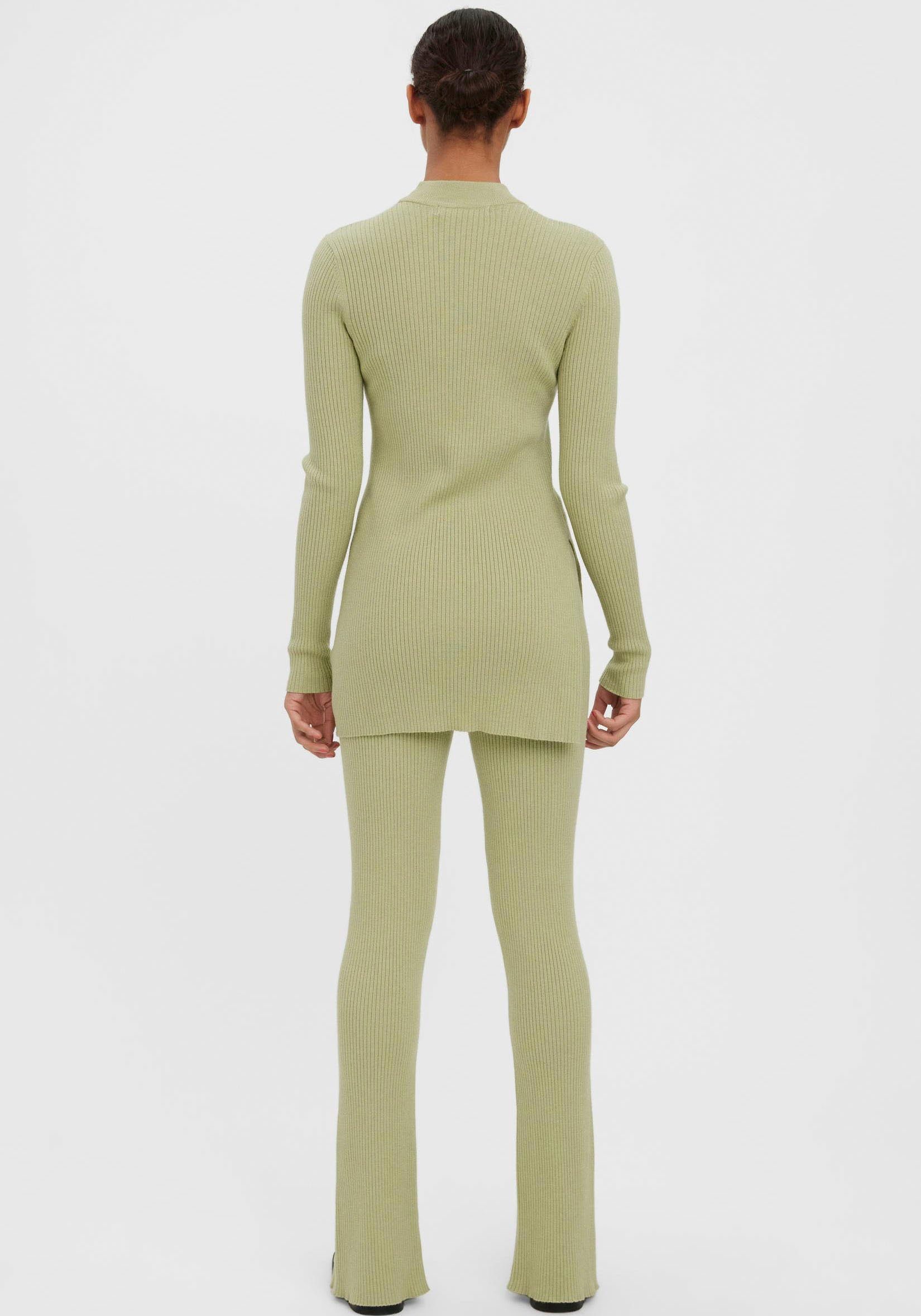 Vero Moda Stehkragenpullover VMGOLDRIB LS LONG HIGHNCK SLIT PULLOVER