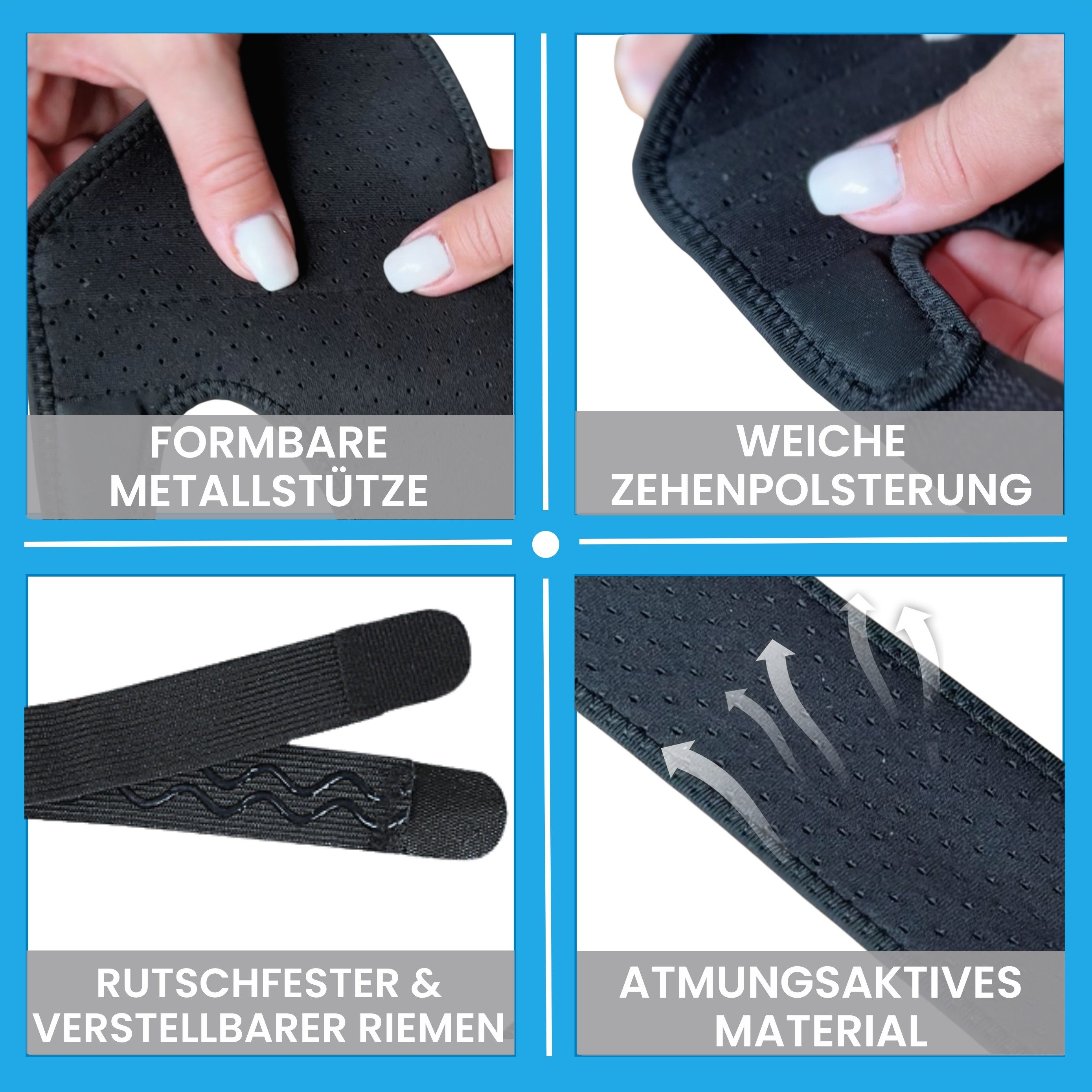 Sanmedix Hallux-Bandage Korrektur Set 2x Zehenspreizer, 2x Zehentrenner & 2x Nachtschienen, Tag und Nacht Schiene für Damen und Herren, Universalgröße, BPA frei
