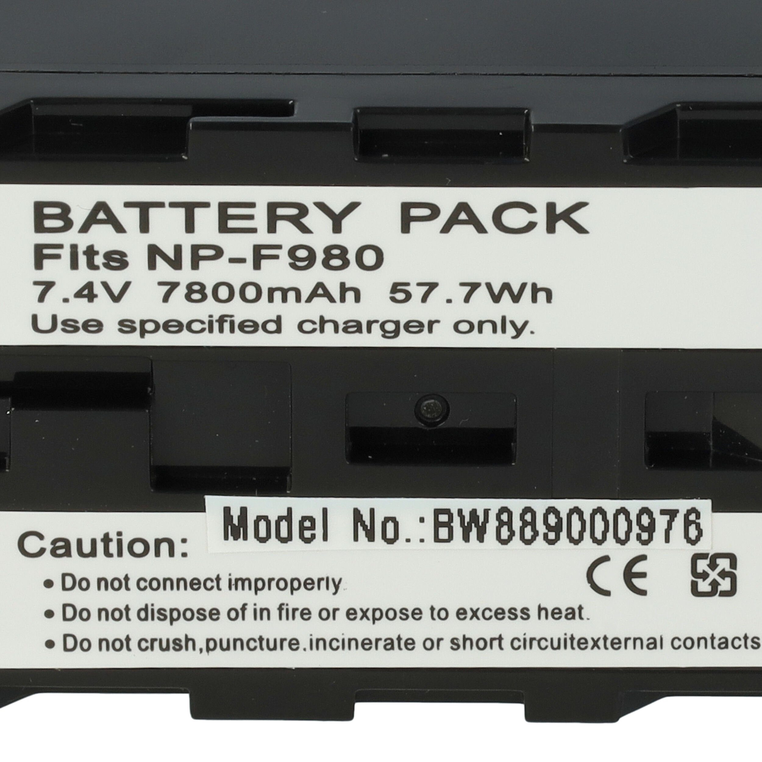 Sony vhbw Li-Ion für NP-F930 für Ersatz NP-F990, NP-F960, (7,4 NP-F970, V) mAh Kamera-Akku 7800 NP-F950,