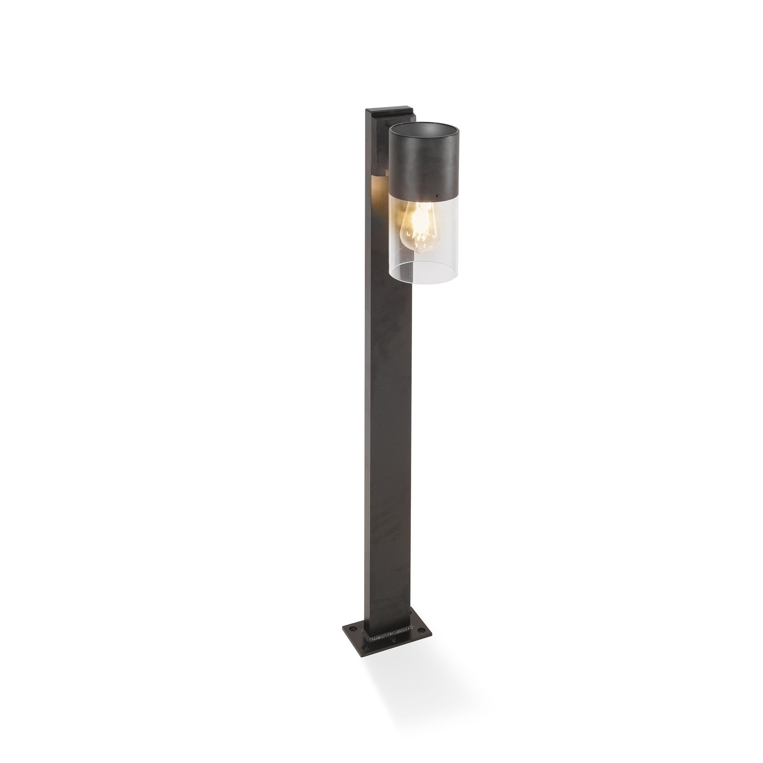 esotec LED Gartenleuchte Aluminium Solar Standleuchte Viola H100cm Retro-Glühbirne 2700K 102709, 2 Lichtstärken einstellbar, automatisches Einschalten bei Dämmerung, LED fest integriert, warmweiß