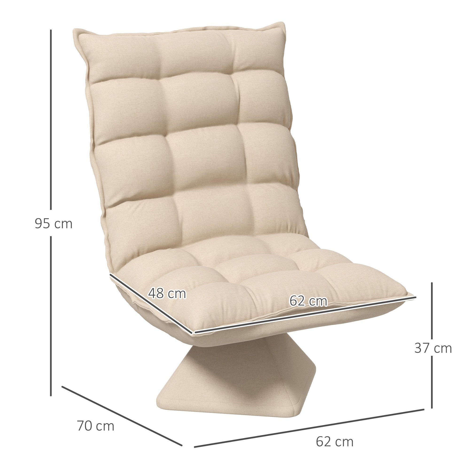 HOMCOM Relaxsessel Drehbarer Meditationsstuhl mit verstellbarer Rückenlehne, Sockel (Bodensofa, 1-St., Bodenstuhl), Lazy Sofa für Wohnzimmer, Büro, Beige
