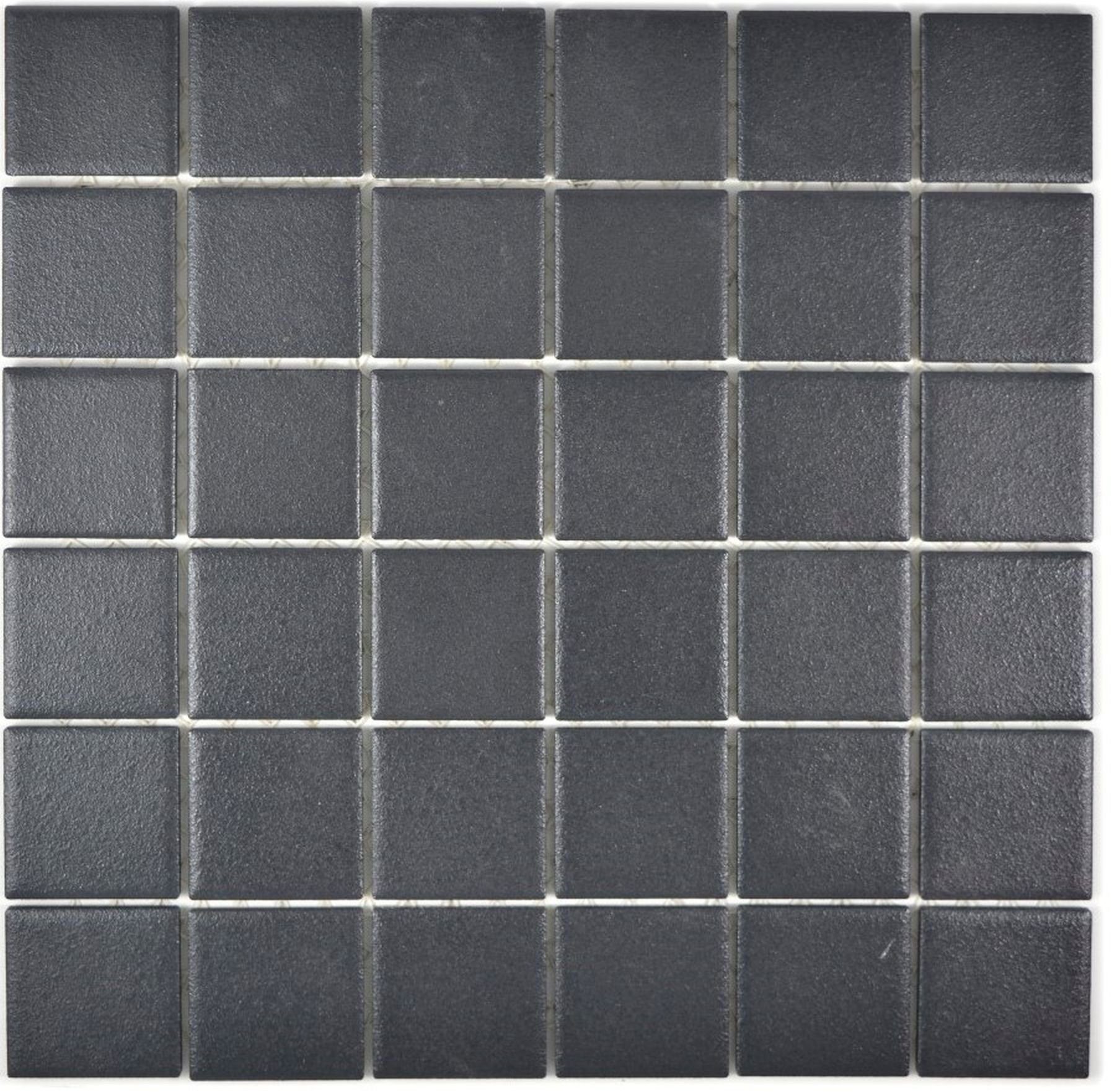 Mosani Mosaikfliesen Keramik Mosaik Fliese soft schwarz RUTSCHEMMEND Bodenfliese Bad
