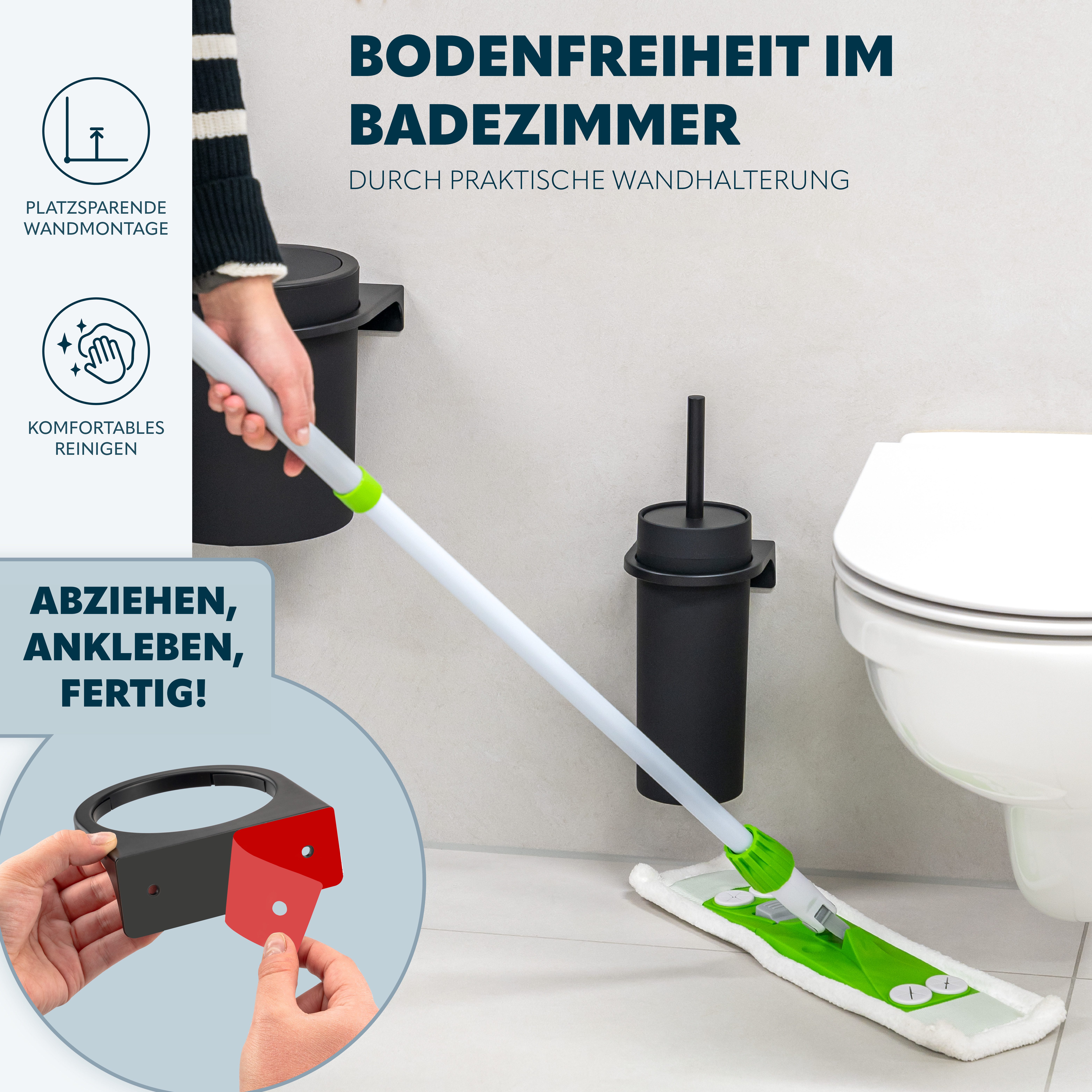 bremermann WC-Reinigungsbürste WC-Garnitur SAVONA Softtouch inkl. Wandhalterung, rund, (1-tlg) – Bild 3 von 5