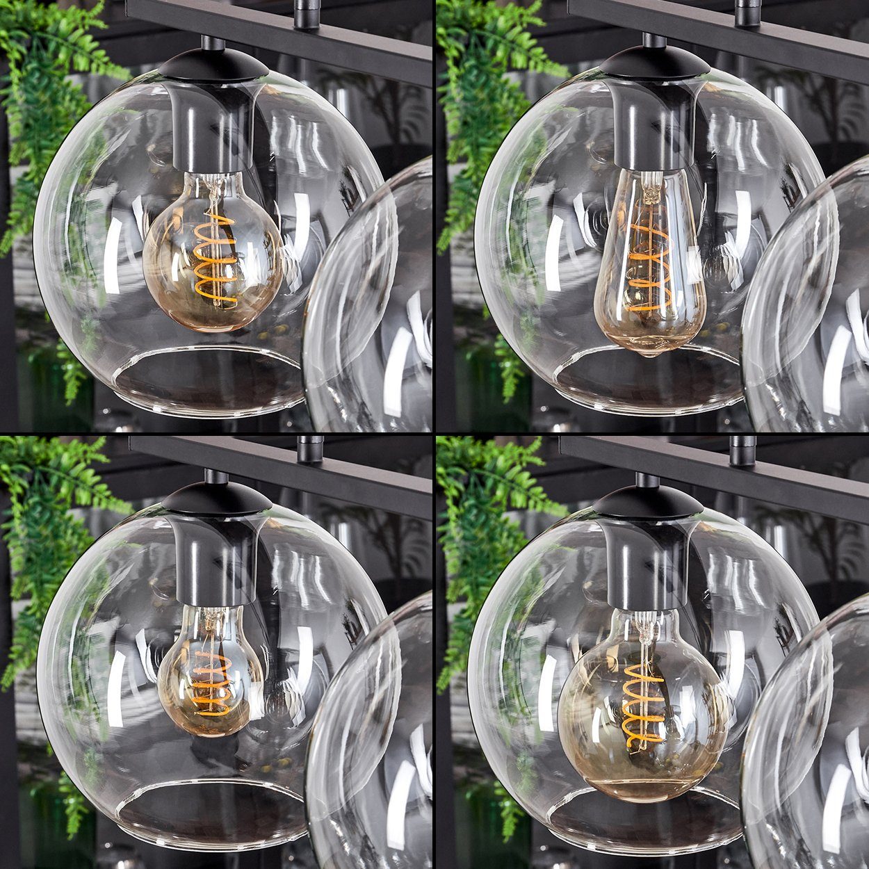 hofstein Pendelleuchte Hängelampe cm), 116,5 3 E27 (20 aus Glasschirmen Metall/Glas cm, Leuchtmittel, ohne max. Schwarz/Klar, Höhe in mit x Hängeleuchte