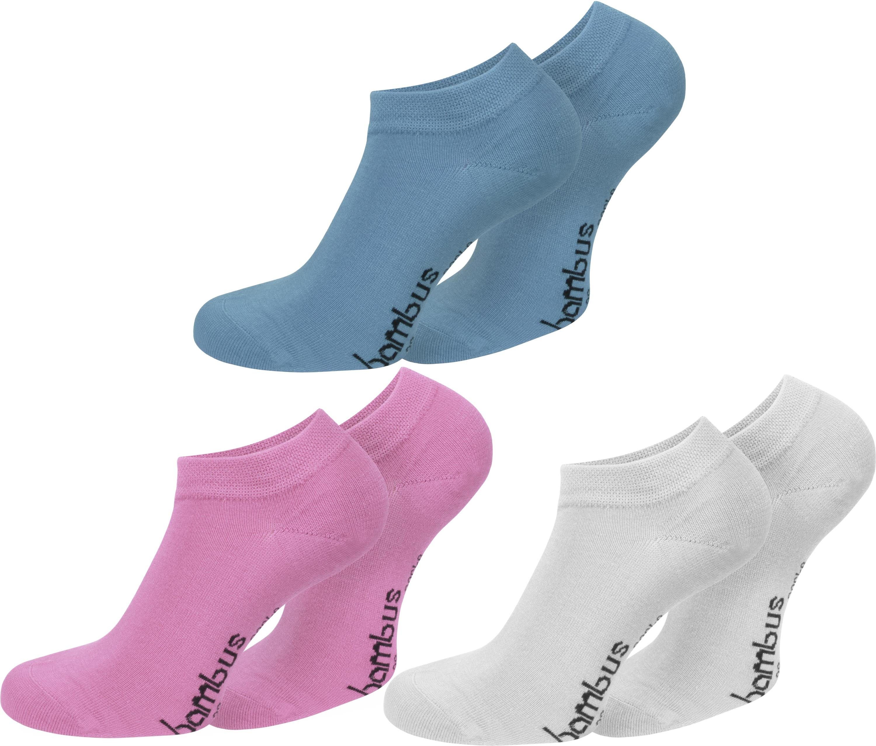 Blau/Rosa/Weiß Sneakers (6er-Set, Sneakersocken 6 Paar seidenweich Viskose normani 6 durch Bambus-Gesundheitssocken Paar)