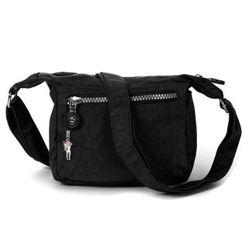 BAG STREET Handtasche Bag Street Damen Handtasche Abendtasche, Damen, Jugend Tasche aus Crinkle Nylon in schwarz, ca. 17cm Breite