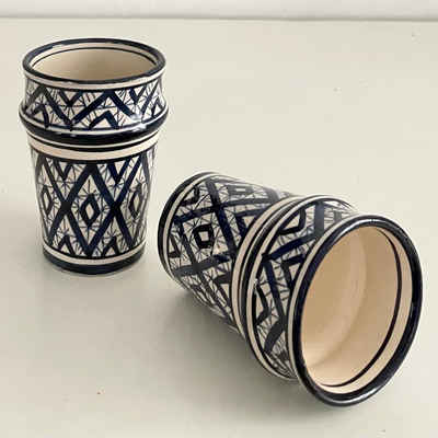 l-artisan Becher, Handbemalter Keramikbecher aus Marokko BMK, Trinkglas Aus Keramik 200ml