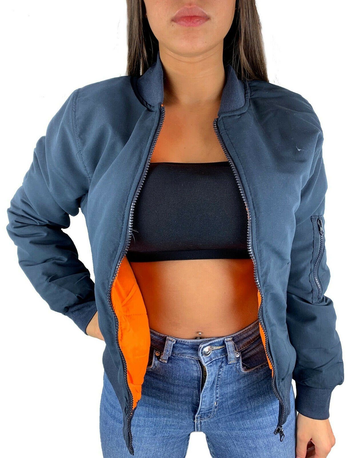 Worldclassca Bomberjacke Worldclassca DAMEN BOMBER JACKE BOMBERJACKE RETRO PILOTEN BIKER ÜBERGANGS BLOUSON FLIEGERJACKE KURZ MIT REIßVERSCHLUSS ZIP VIELE FARBEN S-L