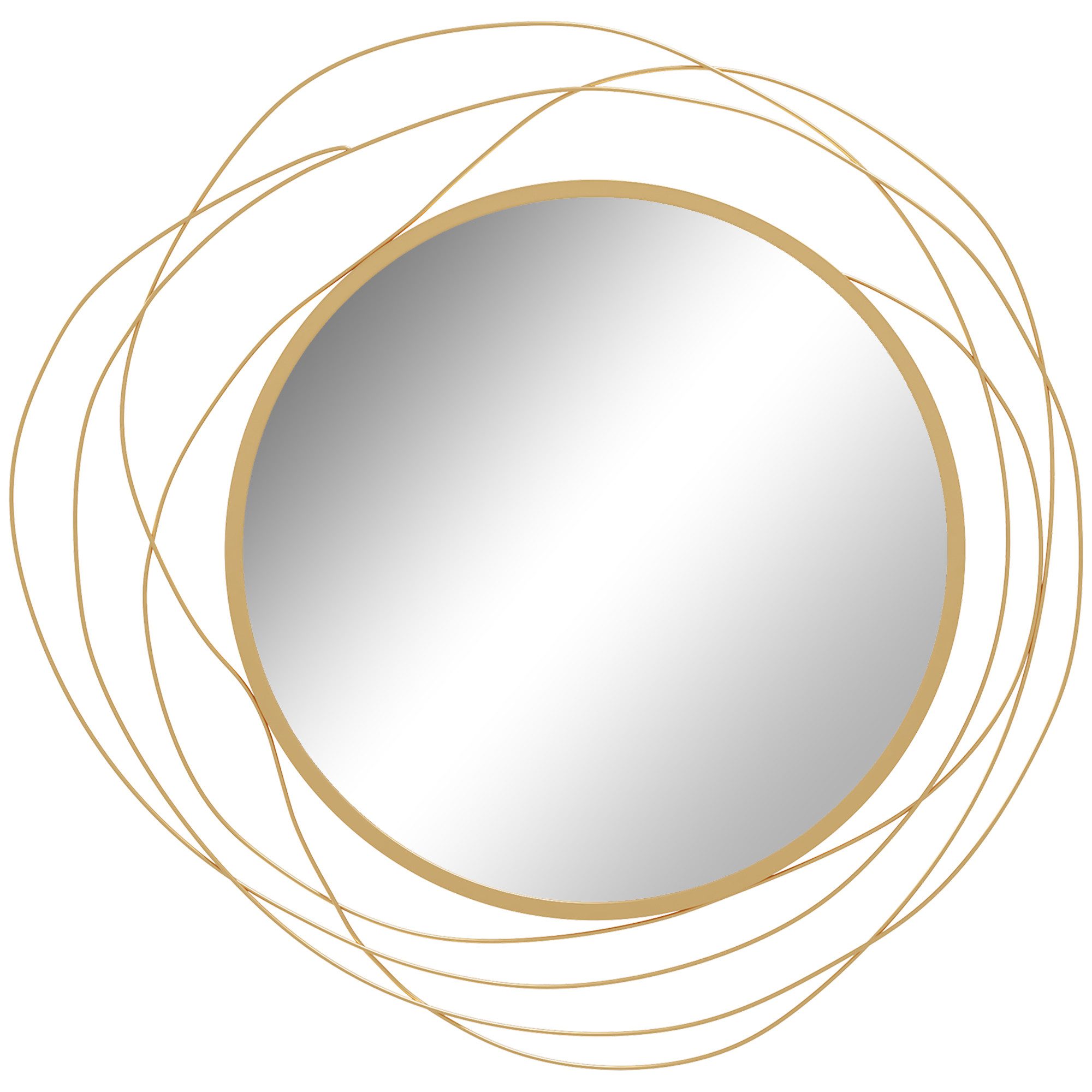 HOMCOM Wandbild Wandspiegel, Metallrahmen, Flurspiegel, für Schlafzimmer, Muster (Wanddekoration, 1 St), für Wohnzimmer, Esszimmer, Büro, Gold