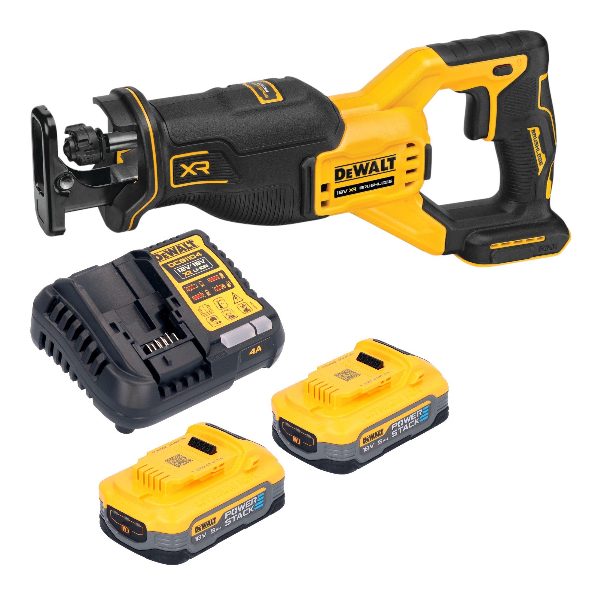 DeWalt Kompakt-Handkreissäge DCS 382 H2 Säbelsäge 18 V Brushless + 2x Powerstack Akku 5 Ah + Lader