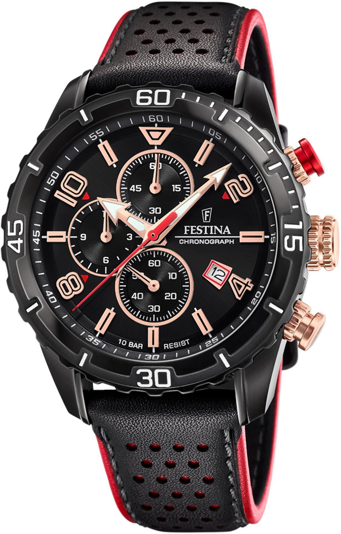 Festina Chronograph F20519-4 Schwarz Lederband 45 mm günstig online kaufen