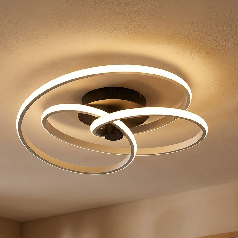 GLOBO LIGHTING LED Deckenleuchte, LED-Leuchtmittel fest verbaut, Warmweiß, LED Deckenlampe Designleuchte Aluminium geschwungen nickel matt D 50cm