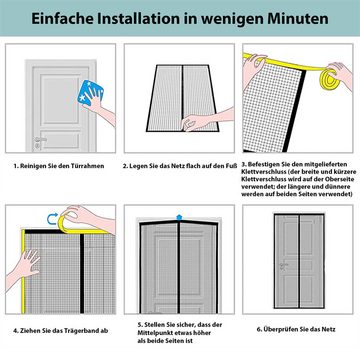 RefinedFlare Moskitonetz,Magnetisches Fliegengitter für Balkontür, Verschiedene Größen, ideal für Balkontür, Kellertür und Terrassentür
