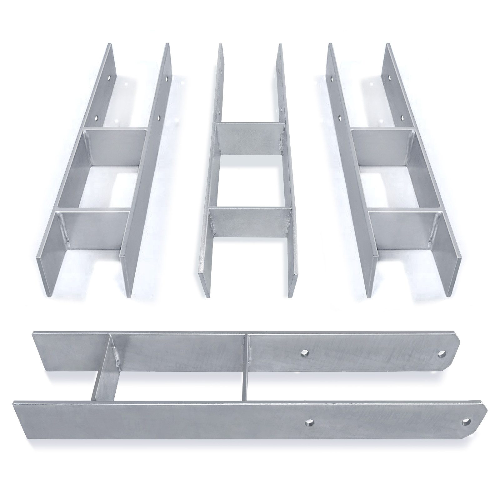 FIVMEN Pfostenträger H-Pfostenträger in Ausführung H-anker Stahlträger- 600 mm Länge, (4-St), H-Anker Pfostenanker Set