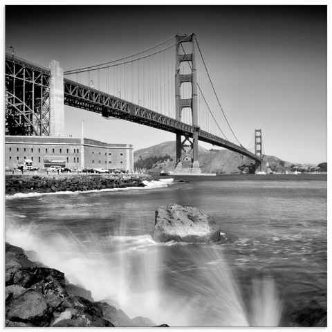 Artland Glasbild Golden Gate Bridge mit Brandung, Amerika (1 St), in verschiedenen Größen