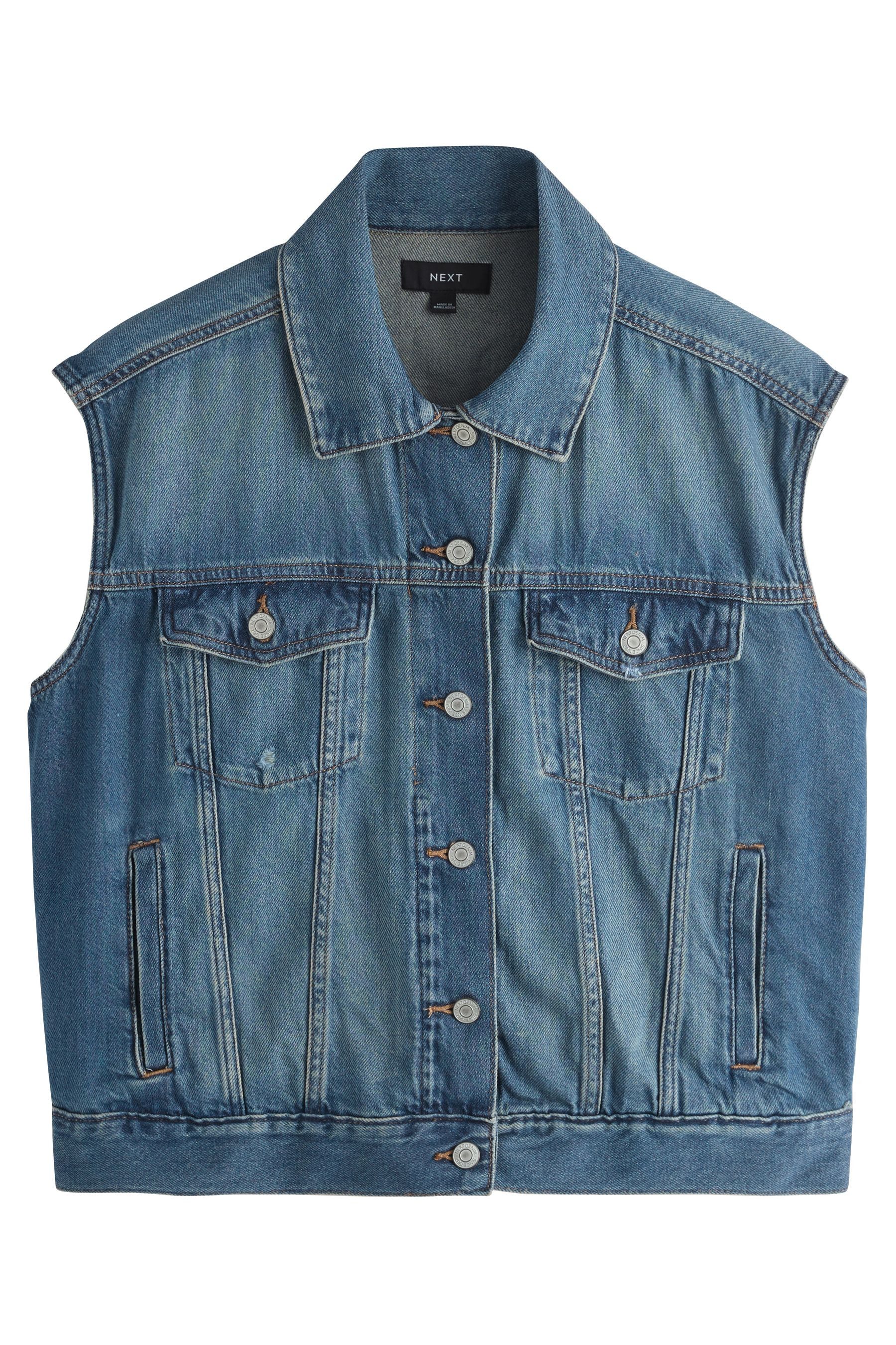 Next Jeansjacke Ärmellose Relaxed Fit Trucker-Denimjacke (1-St)