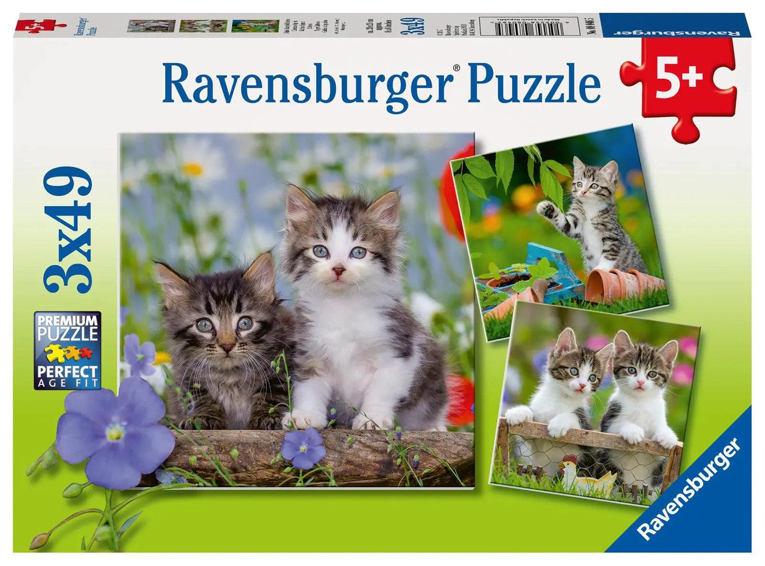 Ravensburger Puzzle Süße Samtpfötchen - Puzzle 3 x 49 Teile, 49 Puzzleteile günstig online kaufen