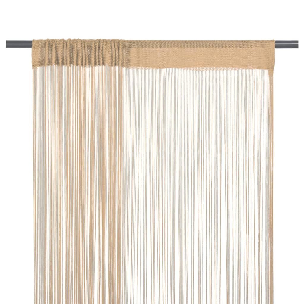 Vorhang Fadenvorhänge 2 Stk. 100 x 250 cm Beige, furnicato, (2 St) | Gardinen-Sets