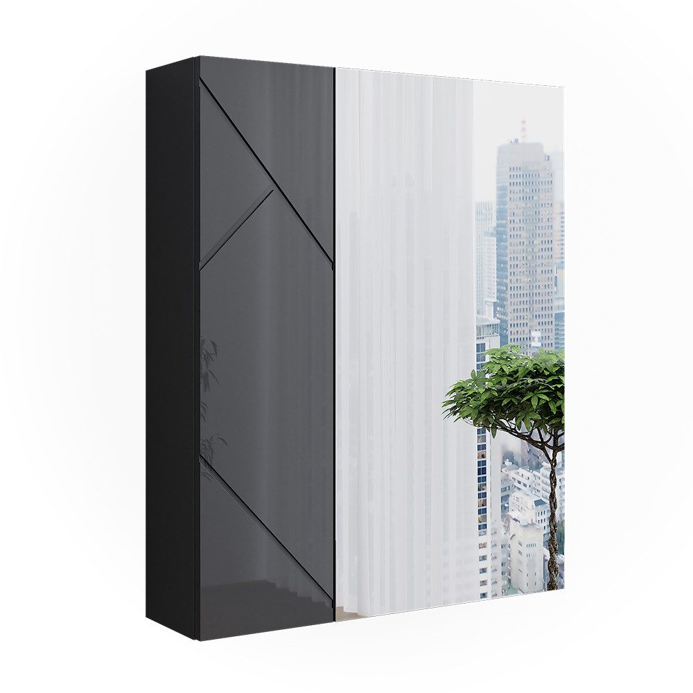 Vicco Badezimmerspiegelschrank Irma, Anthrazit/Anthrazit Hochglanz/Anthrazit Hochglanz, 60 x 75 cm