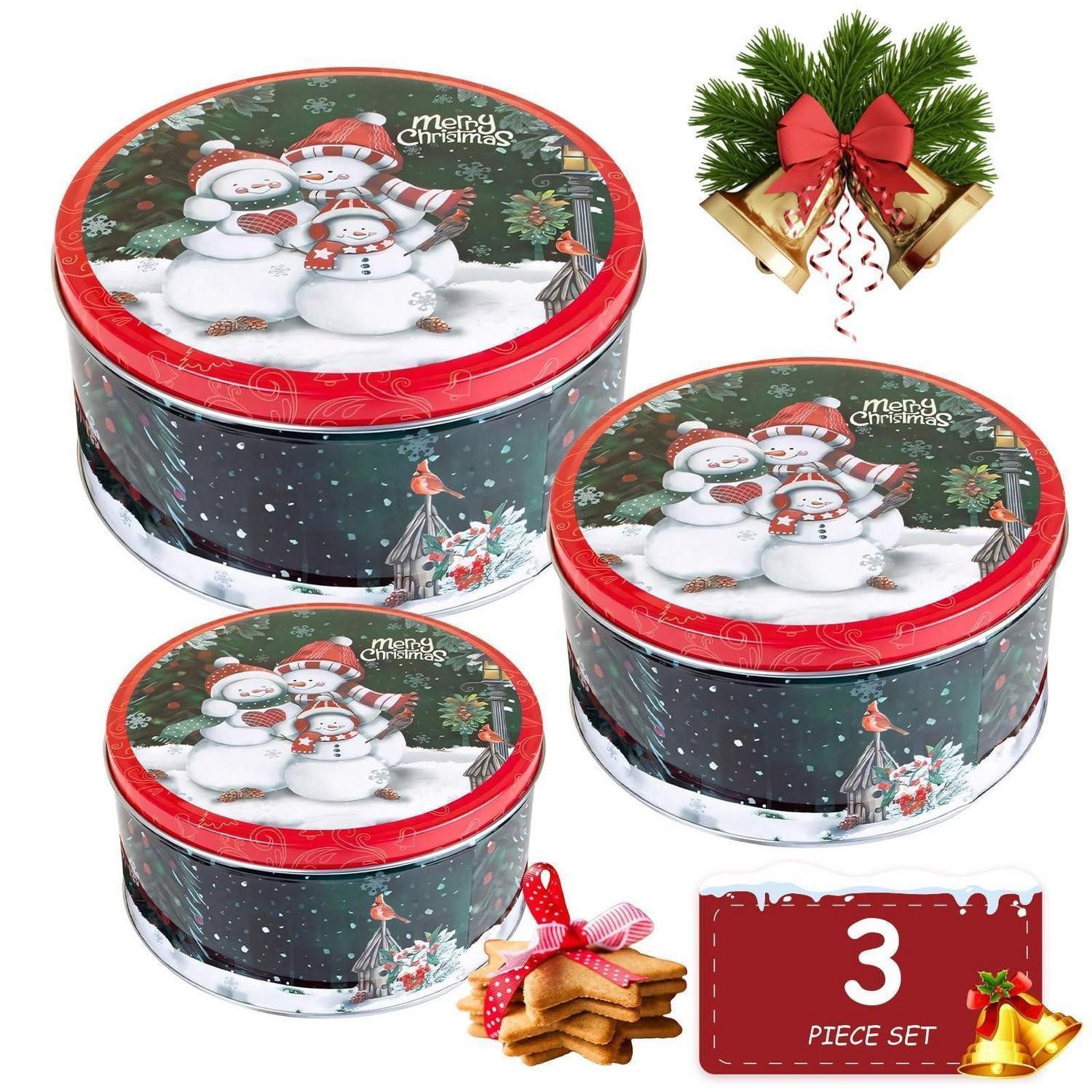 LuxusKollektion Keksdose 3er Set Keksdosen Metall Weihnachten Rund, Metall, (3-tlg)