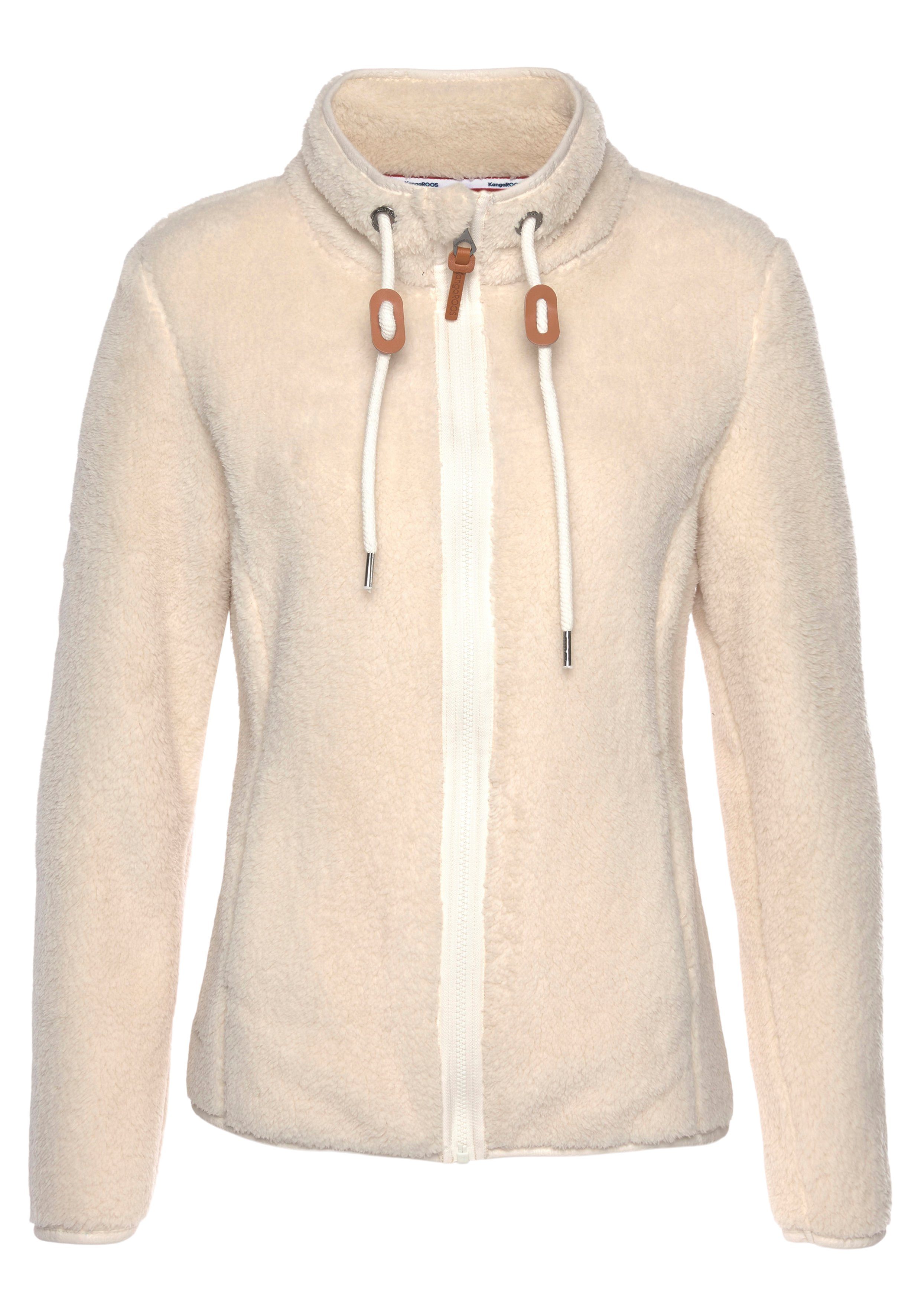 KangaROOS Sweatjacke aus flauschigem Teddy-Fleece beige