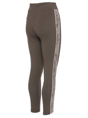 MONACO blue WEEKEND Leggings Stoffhose figurbetont mit Glitzer-Flockprint-Galon