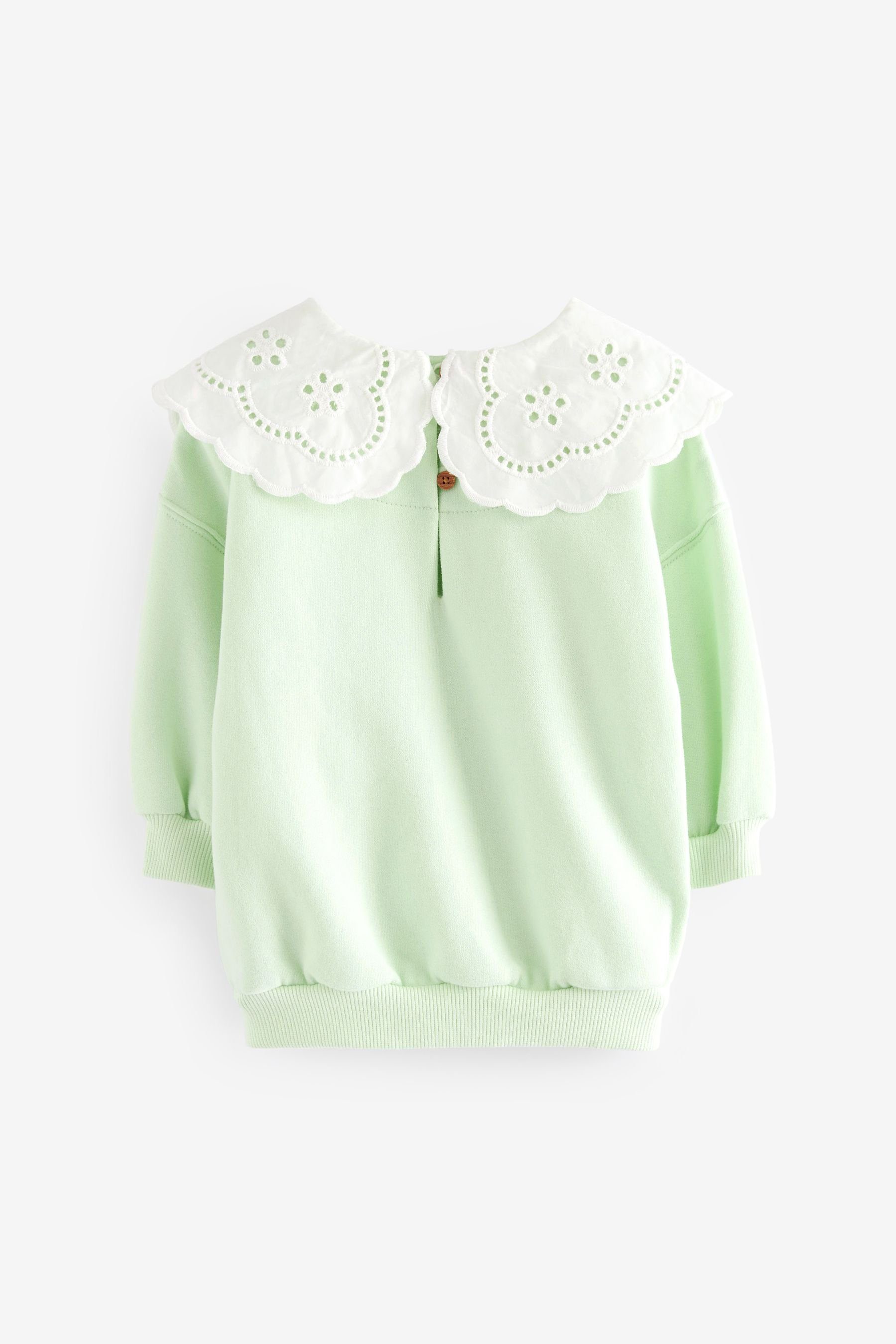 Mint (1-tlg) mit Lochstickereikragen Sweatshirt Green Sweatshirt Next