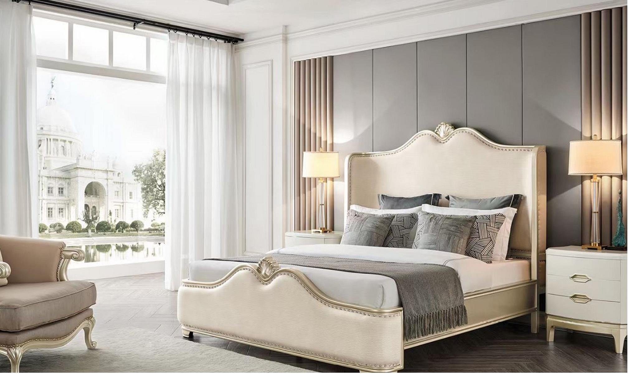 JVmoebel Bett, Luxus Bett Holz Betten Bettrahmen Weiß Doppel Bettgestell Betten