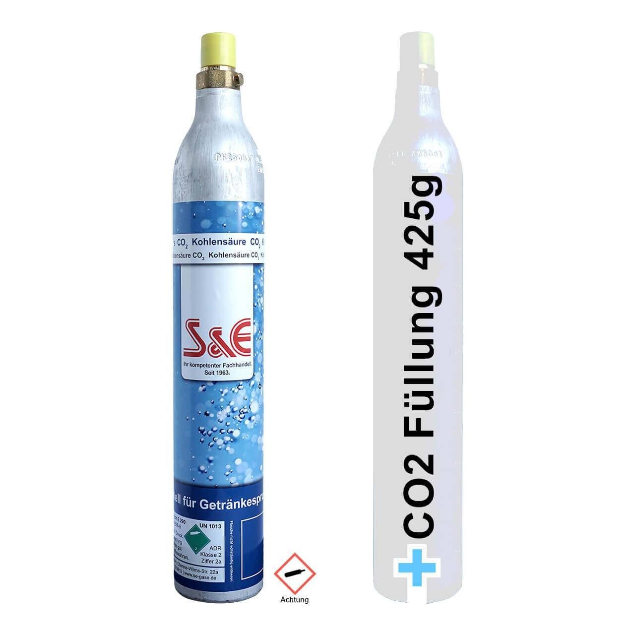 BlueCraft CO₂-Zylinder CO2-Kartusche Soda 425g für je bis zu 60 Liter Sprudel Wasser, 1 St., abgefüllt in Deutschland - geeignet für SodaStream Wassersprudler